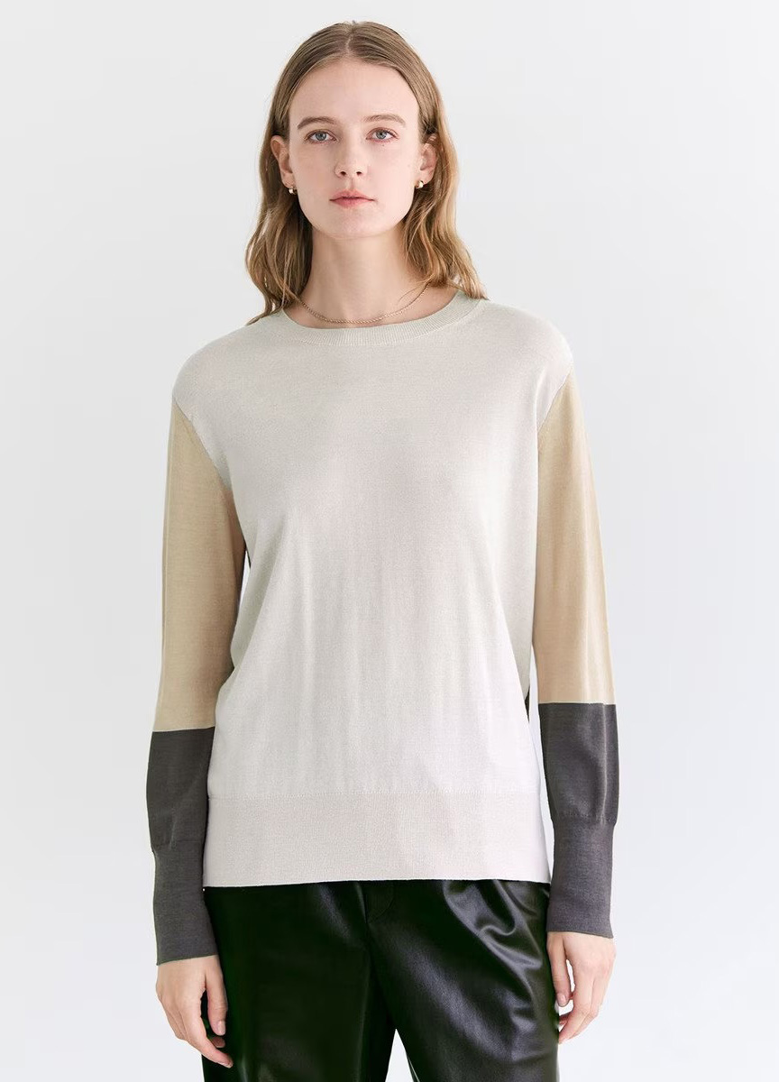 親膚造型拼色針織衫